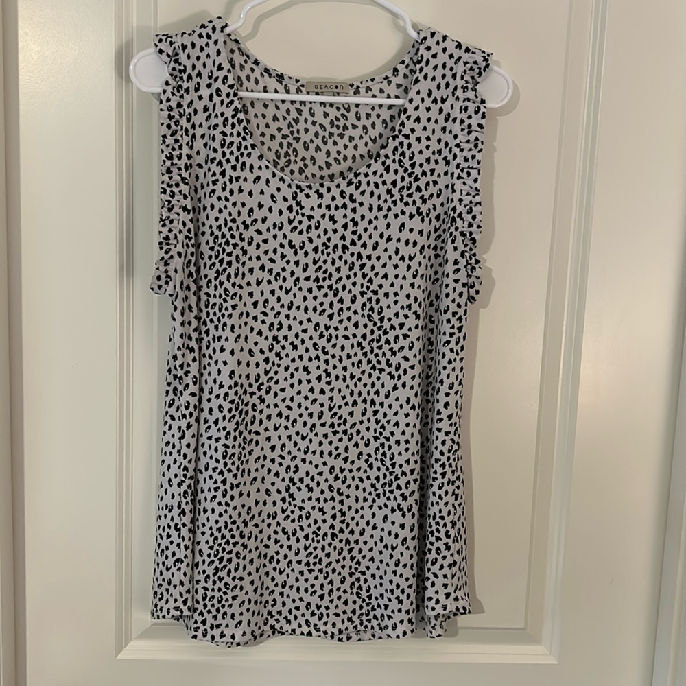 Beacon ruffle sleeve trim blouse - xl